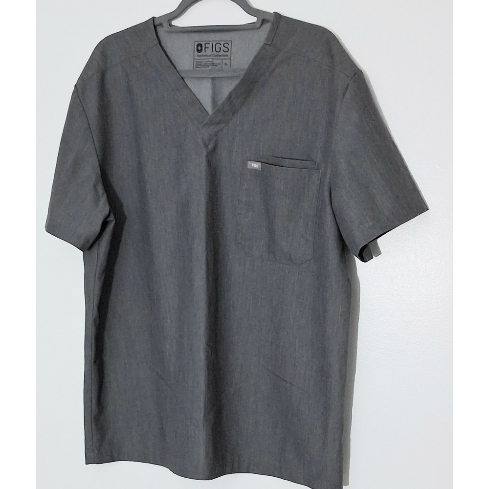 Figs Leon Scrub Top Mens XL Gray Three Pocket V-Neck Technical Collection Preown